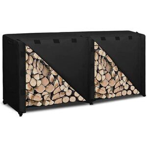 8 Ft  Log Rack Cover 600D Heavy Duty Waterproof Firewood Cover 96"x24"x41, Black